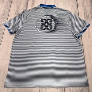 NWT G/FORE BIG LOGO Polo‎ Shirt 2XL Blue Stripe Golf Beach Mens